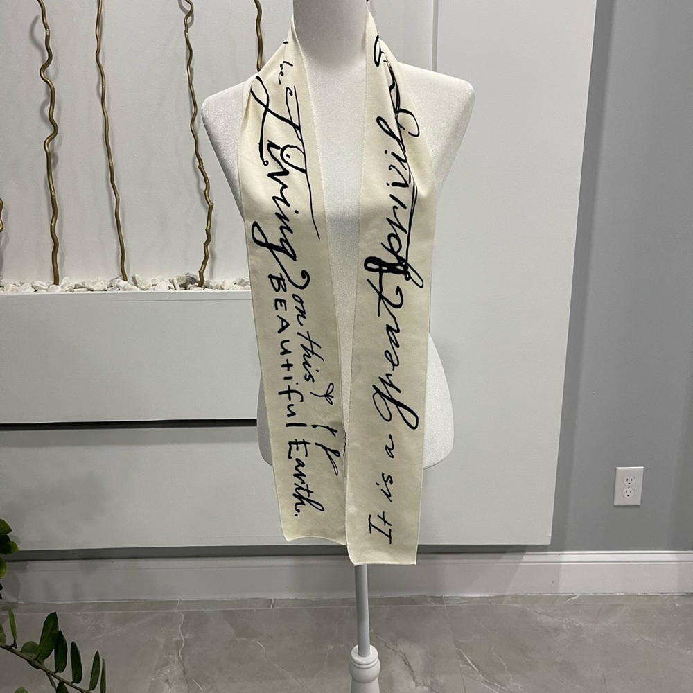 Elegant Cream and Black Scripted Bath Towel